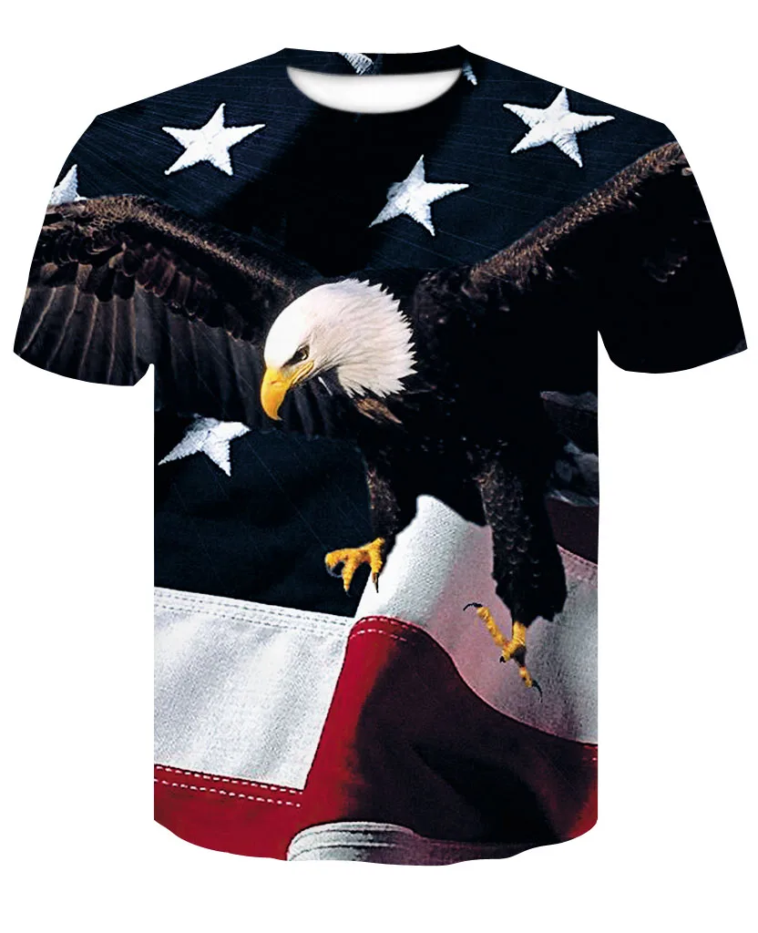 Eagle American Flag Mens Short Sleeve Baseball Shirt Funny Raglan Sleeve Tee