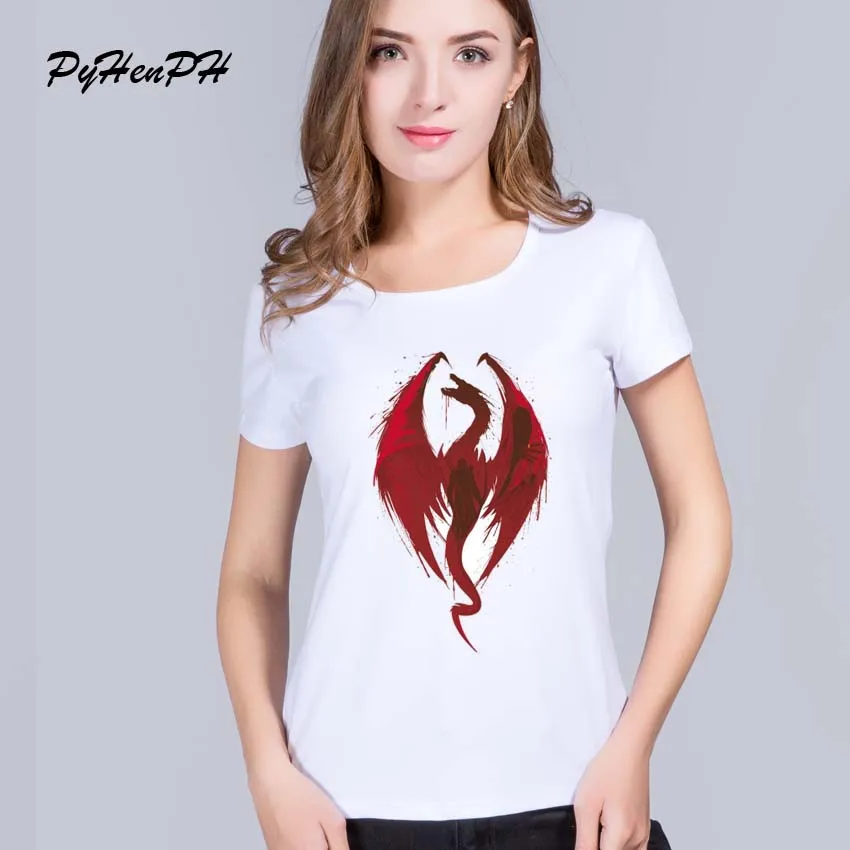

New 2017 Game of Thrones T Shirt Women funny red pterosaurs casual t-shirt womens summer tshirt women clothing short sleeve tops