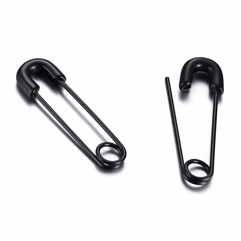

Women Stainless Steel Safety Pin Earring in Black