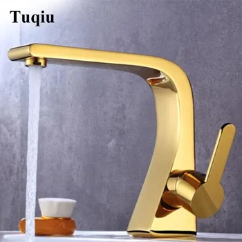 

Basin Faucet Bathroom Copper Faucet Gold Sink Mixer Tap Toilet Sink Hot Cold Single Handle Square Sink Faucet
