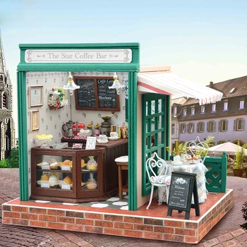 

Cutebee DIY House Miniature with Furniture LED Music Dust Cover Model Building Blocks Toys for Children Casa De Boneca Z005