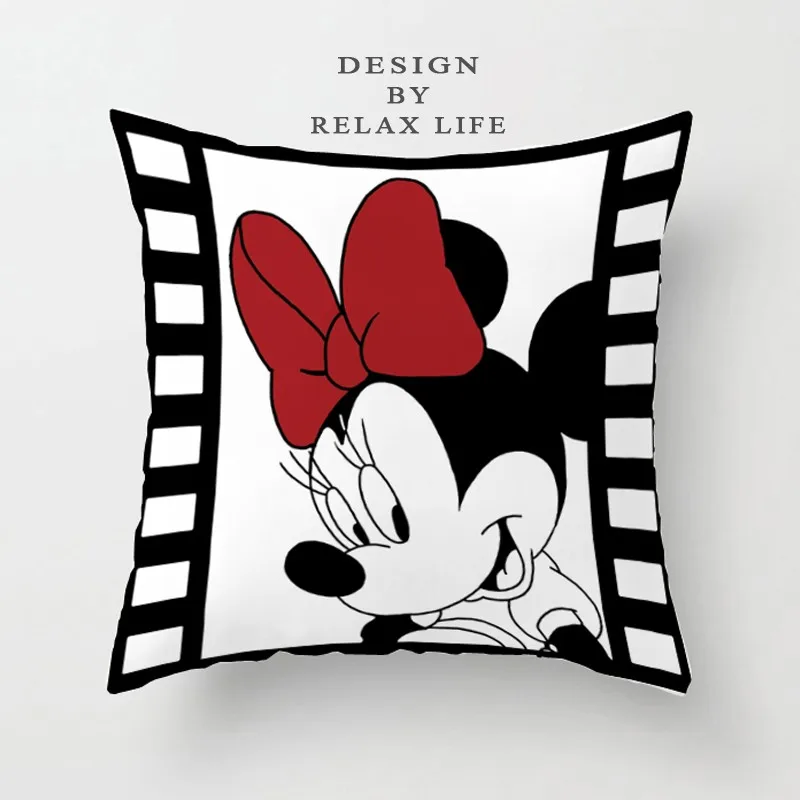 Disney Black and Cream Red Mickey Minnie Mouse Cushion Cover Sofa Decorative Pillowcases for Bed Couch 45x45cm no Filling