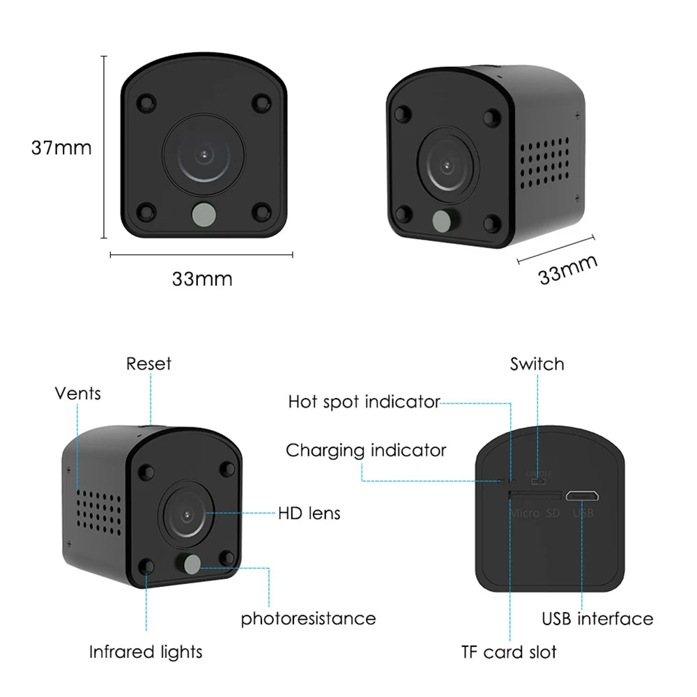 Ip-камера wifi Беспроводная Встроенная батарея 960P HD инфракрасная камера ночного видения CCTV P2P приложение для обнаружения движения BlueCam