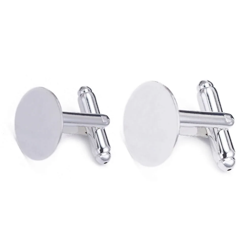 

100pcs/lot 15mm Sterling Silver Plated Cufflink blanks Round Shaped ,Cufflink Findings Cuff Link Blanks Backs