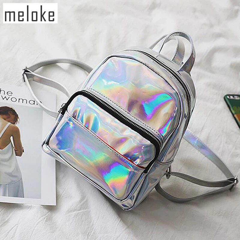 Koop 2020 Nieuwe Vrouwen Hologram Rugzak Laser Daypacks Vrouwelijke Zilveren Pu Lederen Holografische Zakken Grote Meisje Schooltas
