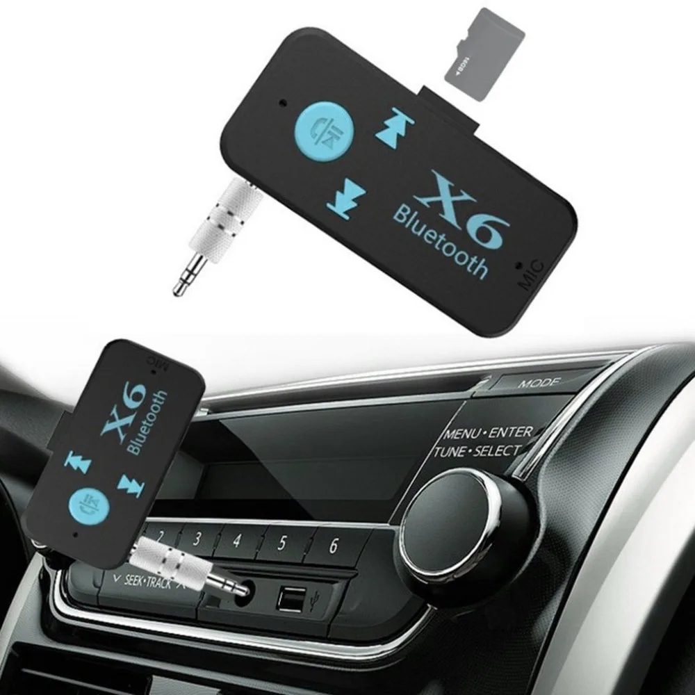 Маленький размер Bluetooth адаптер беспроводной Bluetooth приемник 3,5 мм аудио разъем TF кардридер микрофон поддержка вызова для автомобильного