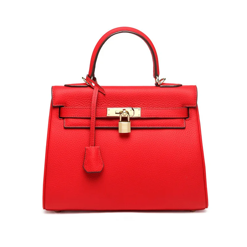 

Luxury Women Genuine leather Handbags High Quality Lock Shoulder bags Fashion Cowskin Leather Bags For Ladies Bolsas Feminina
