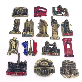 

High Quality Metal France US Italy Dubai Malaysia India Israel Fridge Magnets Tourist Souvenirs Refrigerator Magnetic Stickers