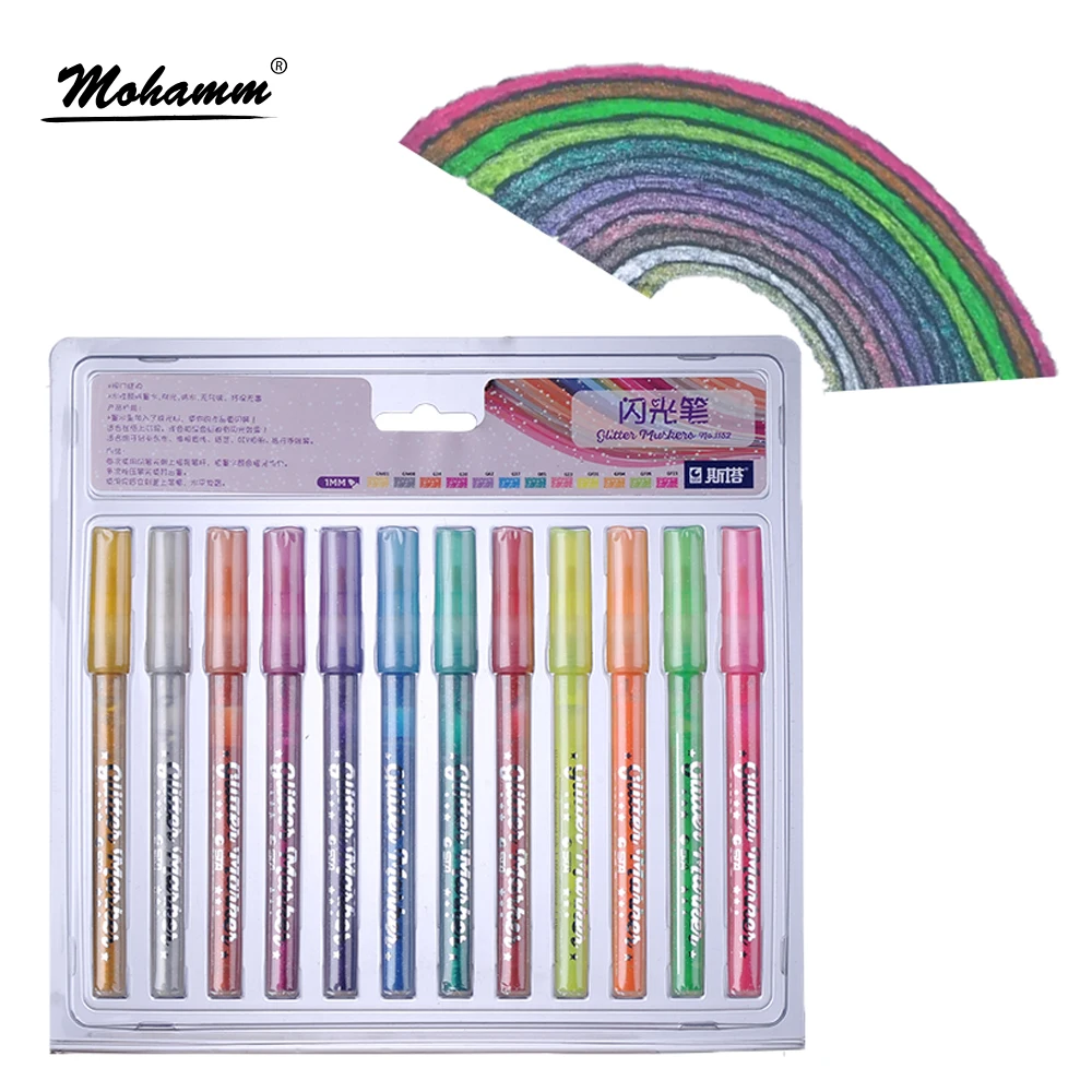 STA 12pcs Glitter Magic Markers Bright Sparkling Color Metallic Marker