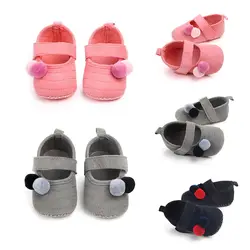0-18 м одежда для малышей для девочек Мягкие плюшевые туфли принцессы Милые обувь детская Prewalker новорожденного обувь для девочек бесплатная