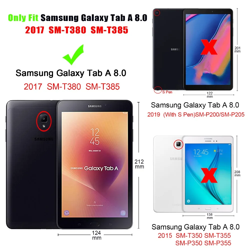 Модный окрашенный кожаный чехол для Samsung Galaxy Tab A 8 0 T380 T385 2017 дюймов планшета +