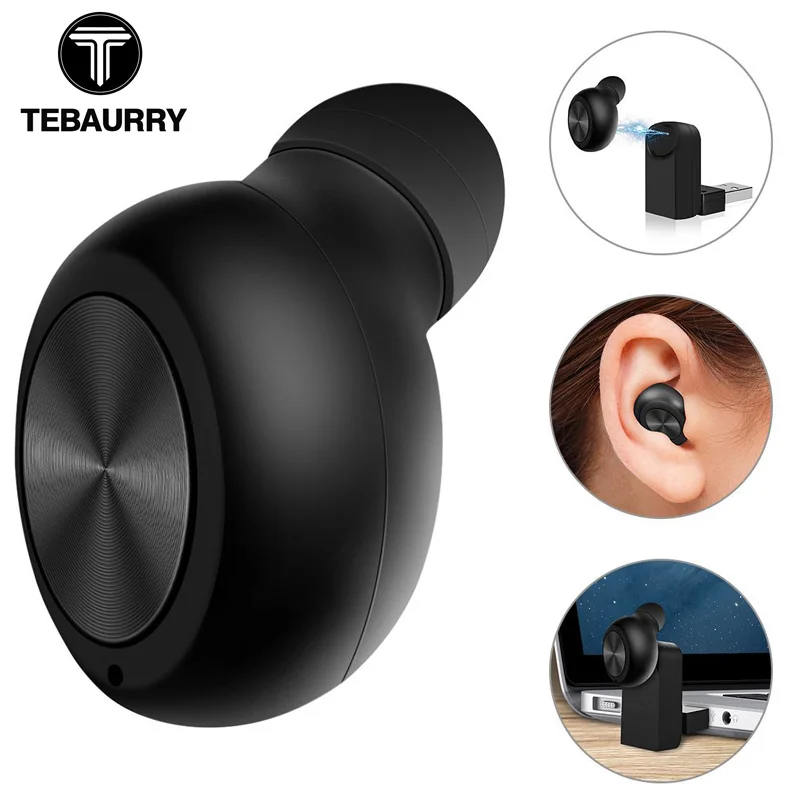 

TEBAURRY New Invisible Wireless Bluetooth Earphone Mini Bluetooth Headset Wireless In Ear Earpiece with Microphone for phone