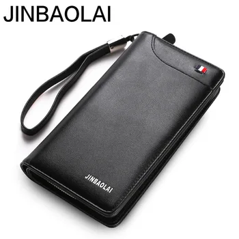 

JINBAOLAI Long Zipper Hasp Handbags Multifunction High Capacity Men's New Style Fashion PU Leather Wallets