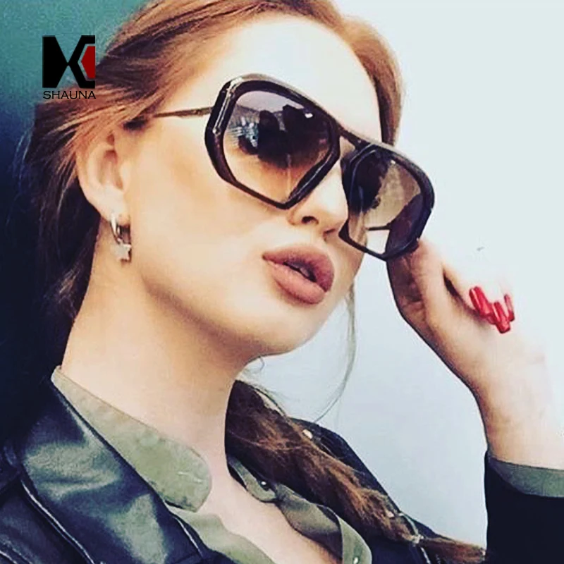 Женские и мужские градиентные ретро очки SHAUNA большие квадратные солнцезащитные