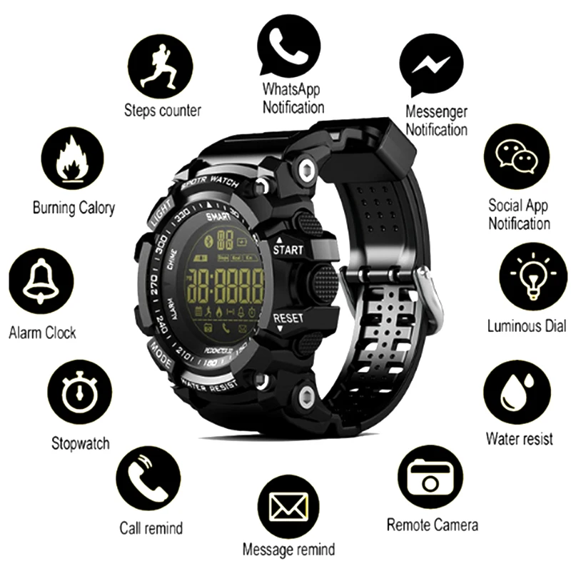 

AOSMAN sportwatch 5ATM Water resistant swimmming smart watches men Bluetooth support Call SMS Reminder Stopwatch alarm clock X6
