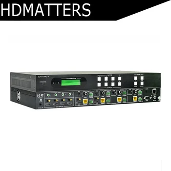 

Professional 4K HDMI 4X4 HDBaseT Matrix Switcher 4 x HDMI Input and 4 x HDBaseT, 2 x HDMI Out+de-embedded audio IR RS232