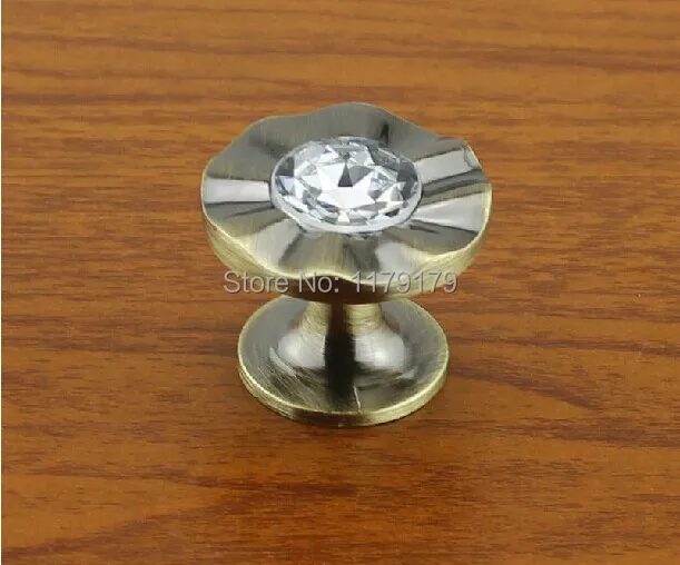 33mm glass crystal drawer knobs pulls bronze kitchen handles