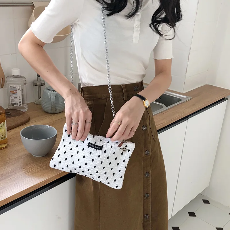 

Korean version oblique cross small bag hundred chiffon single shoulder bag 2018 new Lady fashion chain Bag