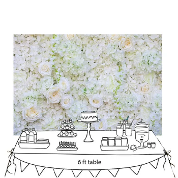 

HUAYI Backdrop for Bridal Shower Pictures White Flowers photobooth background Wedding Photos Photography XT-6618