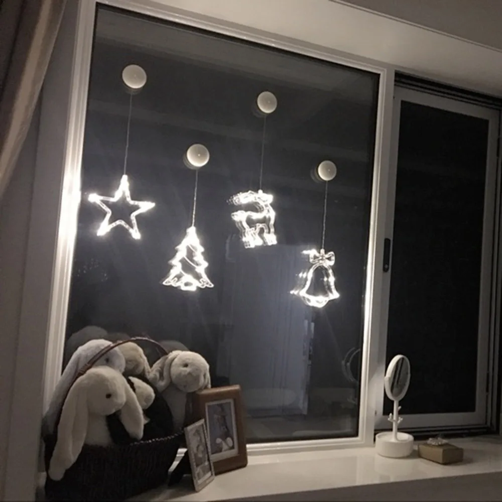 8 светодиодный Светодиодный светильник в форме лося, Ночной светильник, присоска, лампа для рождественского декора, вечерние лампы, теплый белый/многоцветный