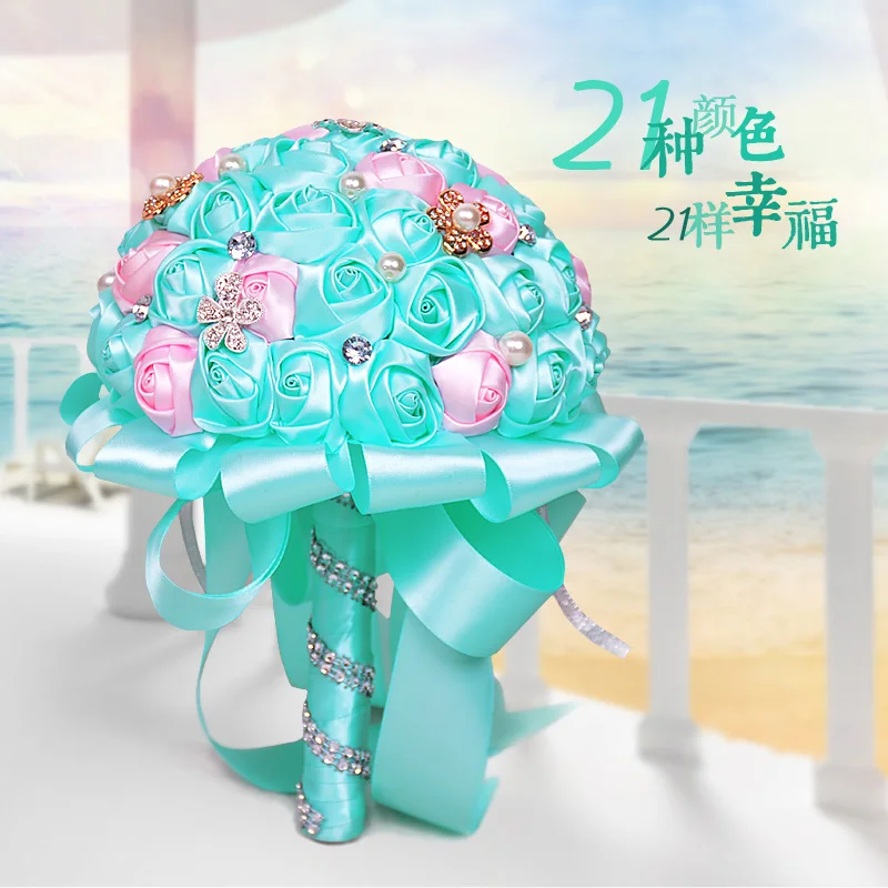 21 colors wedding bouquet crystal Beautiful Bridal Bouquet Artificial