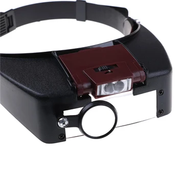 

New 2 LED Light Headset 10 X Magnifier Head Magnifying Glass Lens Loupe with LED Light for Handcraft / Repairing