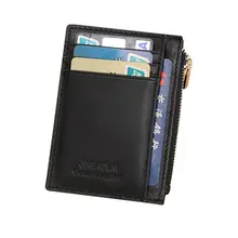 Мужской держатель для кредитных карт из натуральной кожи на молнии, кошелек для путешествий, тонкий держатель для карт, Карманный Кошелек для монет