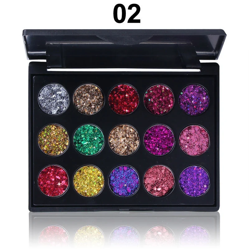 15 Color Makeup Eyeshadow Palettes Make up Long Lasting Waterproof Diamond Sequins Shiny Glitter Eye 2 Styles Eye shadow brush