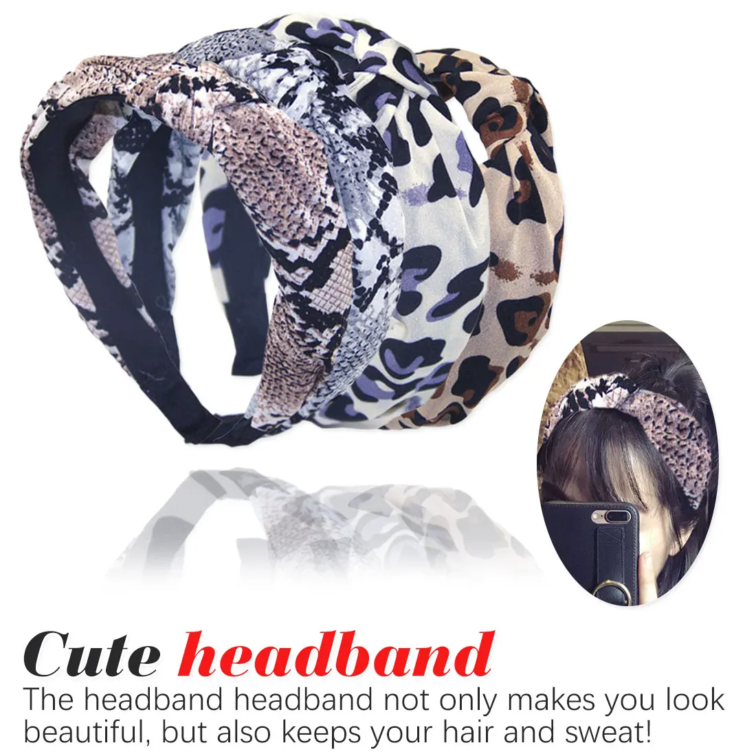 

Bohemian Velvet Leopard Knot Hairband Ladies ethnic Geometric Leopard Pattern Knotted Hairband customized Hair Accessories