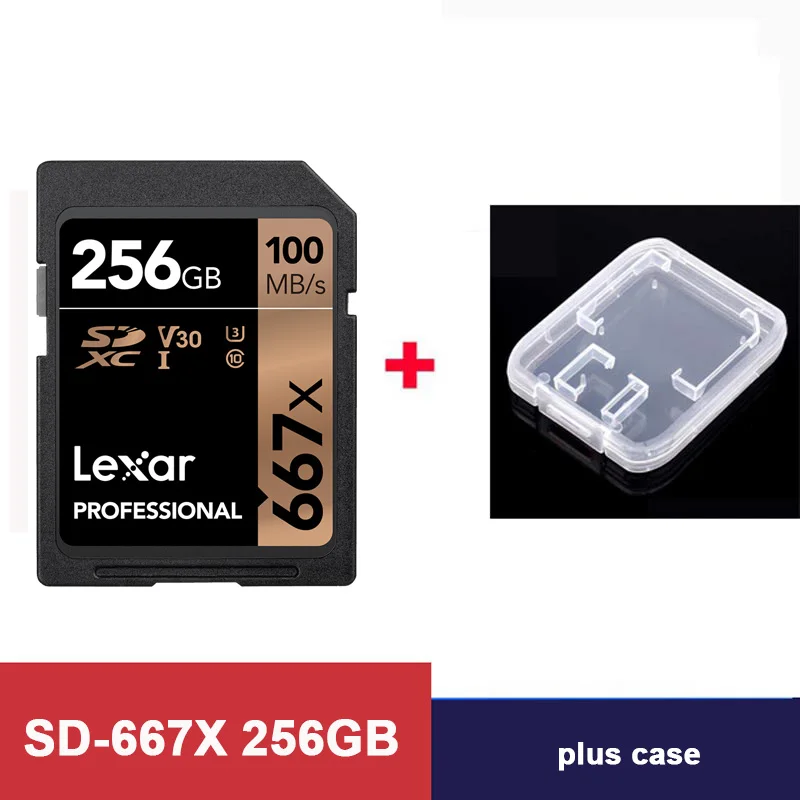 Микро сд Оригинальная SD карта Lexar флешка карты 100 м/с U3 SDXC UHS-I 128 ГБ карта памяти SD Kaart 256 Гб класс 10 V30 sd-карта 32 Гб 64 ГБ для видеокамеры 1080p 3D 4K флешка в телефон КАРТА ПАМЯТИ - Емкость: 667X-256G-plus-case