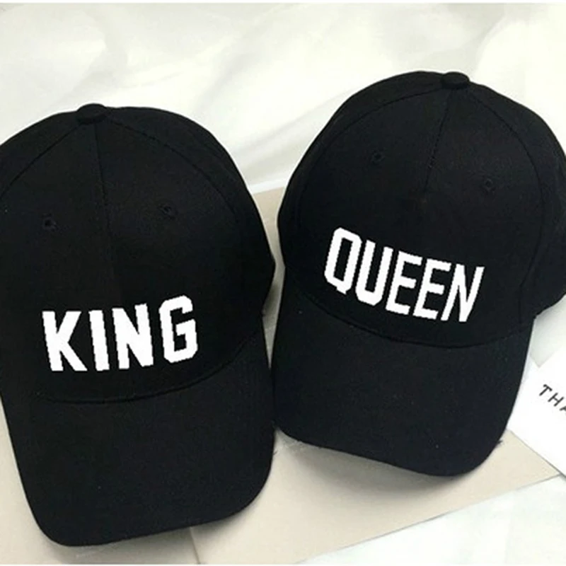 Новые кепки KING QUEEN, новые модные бейсболки в стиле хип-хоп, парусиновая шапка с принтом букв, шляпа с козырьком и застежкой сзади для влюбленных, мужские и женские шапки