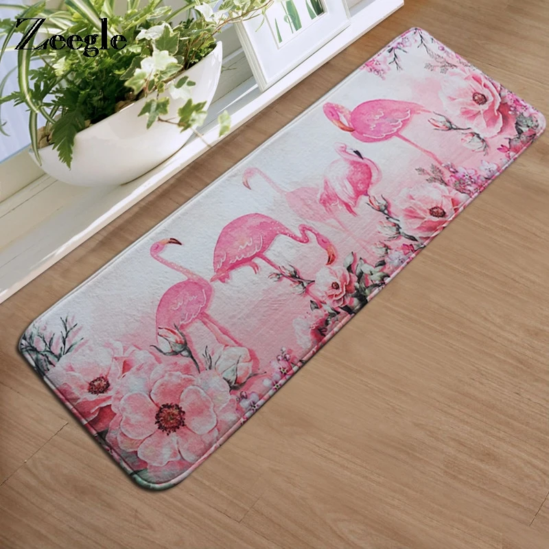 

Zeegle HD Printing Flannel Sponge Door Mat Kitchen Rectangular Anti-slip Mat Machine Washable Entrance/Hallway Area Rug