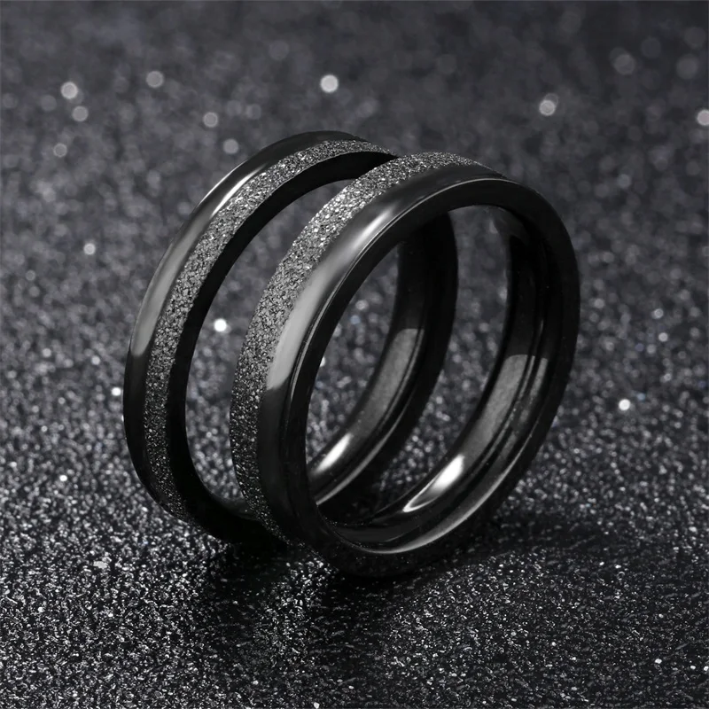 AZIZ BEKKAOUI Black Couple Rings Cool Engrave Name Matte Rings For Women Men Stainless Steel Classic Engagement Wedding Bands