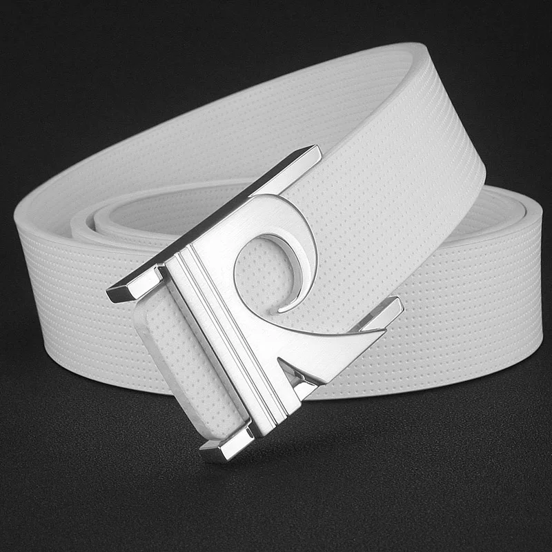 Off White Letter R Belt мужской высококачественный дизайнерский роскошный бренд из натуральной кожи ремень для молодых мужчин модный стиль cintos masculinos - Цвет: White Silver-buckle