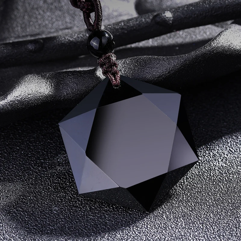Drop shipping Black Obsidian pendant necklace obsidian Star pendant