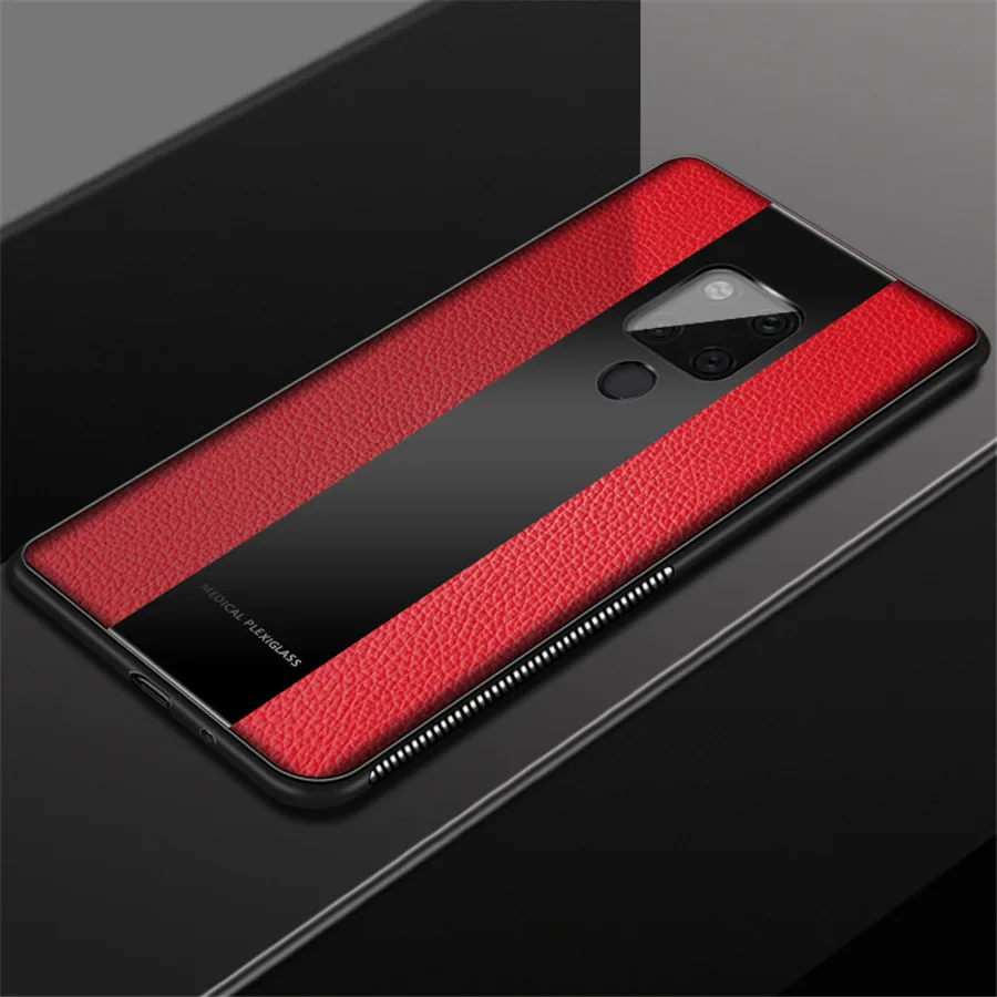 

Cover PU Leather cases For Huawei Mate 20 Case for mate 20x Glass Phone Cover For huawei mate 20 Pro TPU Soft Border Cover