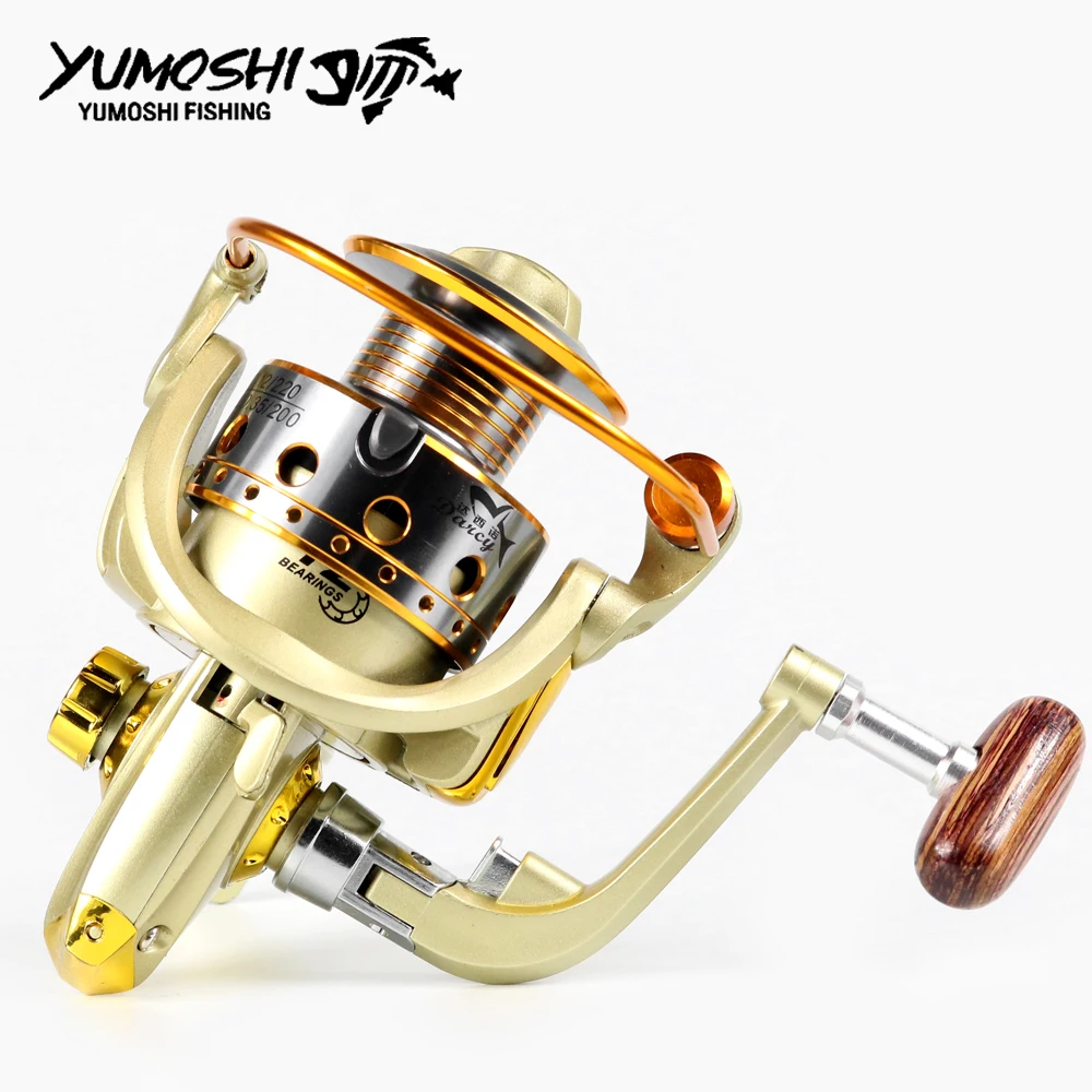 YUMOSHI Metal Spool Spinning Fishing Reel 12BB Superior Wheel for Freshwater Saltwater Fishing 1000-7000 Series 5.5:1 Wheel reel