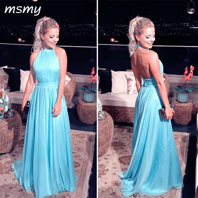 Cheap Bridesmaid Dresses Long Chiffon Backless Party Dress