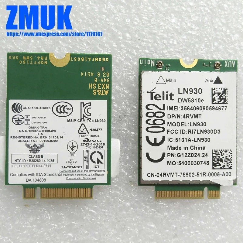 Оригинальный teleit LN930 DW5810e M.2 NGFF 4G/LTE/DC-HSPA + WWAN беспроводная карта DP/N NRR39 4RVMT TWH3N 2J8GY TPG84 |