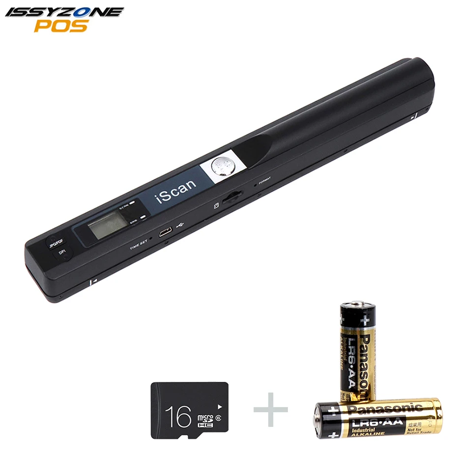

ISSYZONEPOS Portable Handheld Document Scanner Image Scanner for Document File Image for PC Mac Free 16G Micro Card With Battery