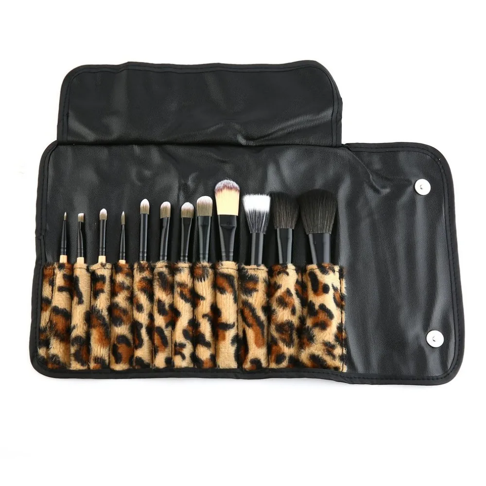 

12pcs Leopard Case Print Makeup Brush Make Up Tools Foundation Blending Power Eyeshadow Cosmetic Beauty Make Up Tool Kit