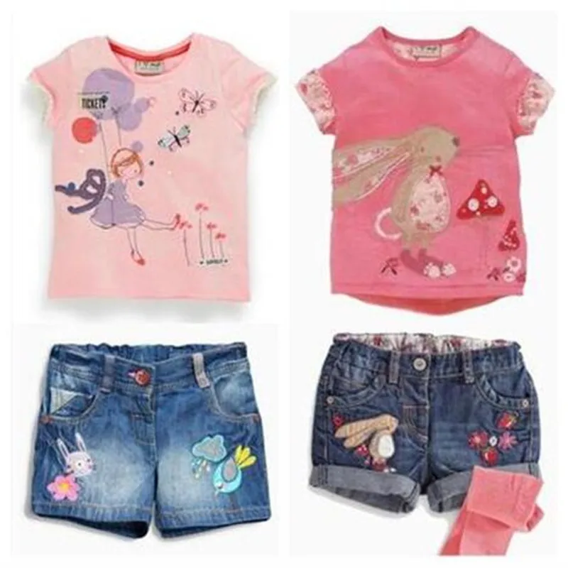 Retail 2017 New kids clothes girls clothes kids clothes children Summer girls Cartoon denim shorts suits