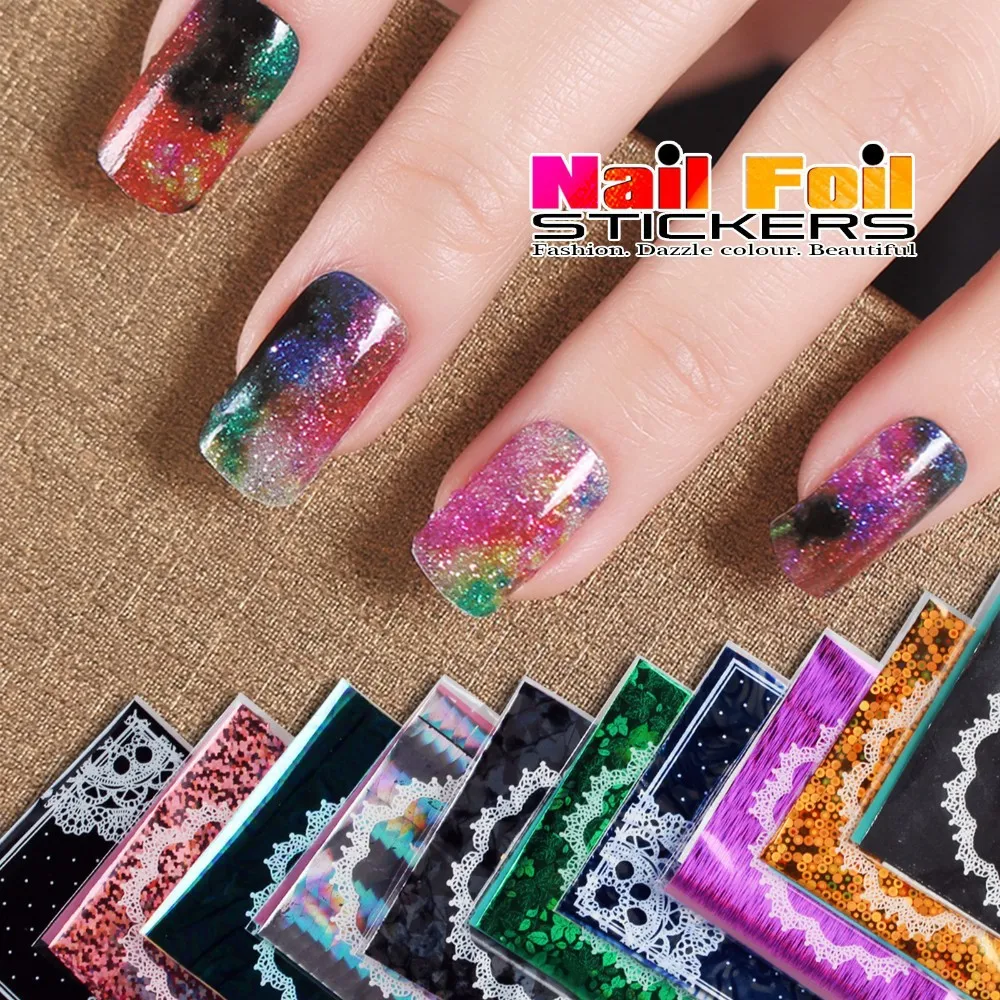 Transfer Nail Foil Wholesale a full set 72 Rolls Nail Art Transfer Craft foil sticker Foil Nail