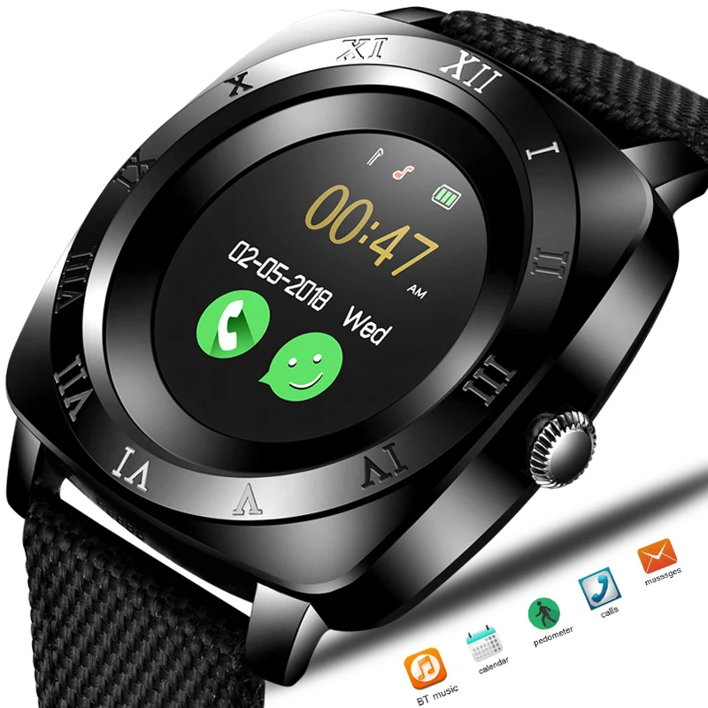 

2018WISHDOIT Smart Watch Pedometer Fitness Clock Camera SIM Card Smartwatch phone Mp3 Player man for IOS Android Watchphone +BOX