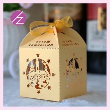 

Unique good quality paper crafts party decoration wedding favours laser cut cake boxes beautiful yellow free names TH-217