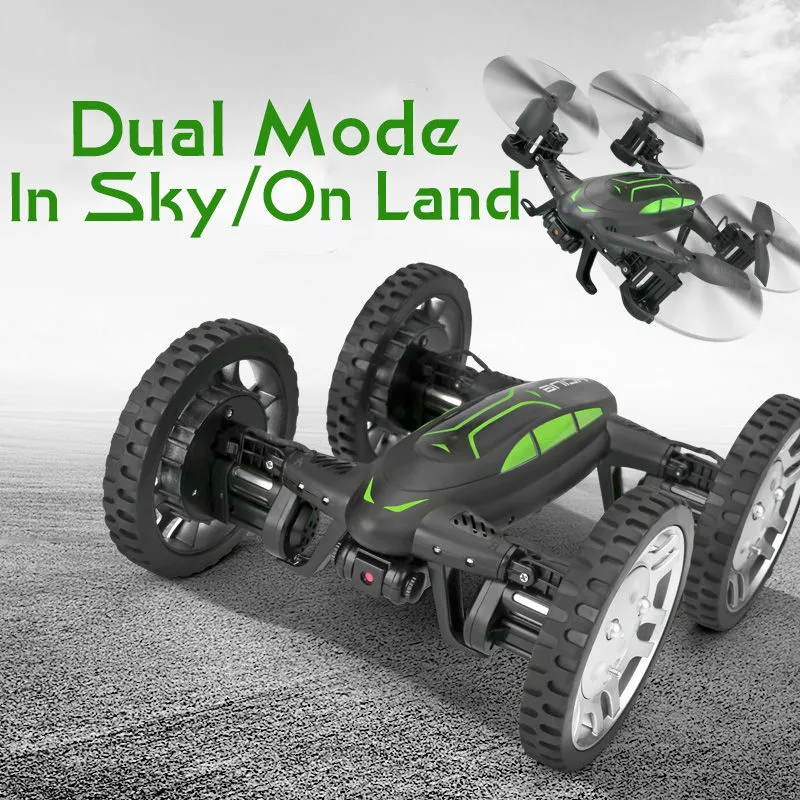 Helicóptero com Câmera hd de Alta 2 em 1 Velocidade ou Estrada rc Câmera Drone Carro Voador 2.4g Quadcopter 6-axis 4ch 4wd ar