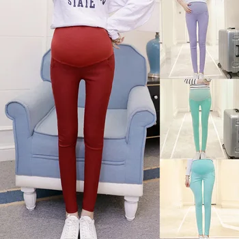 

Pregnant Womens Over The Belly Leggings Stretch Feet Pencil Pants YJS Dropship