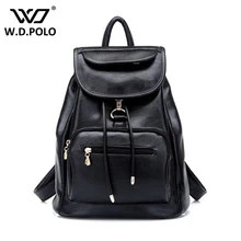 Wdpolo новый классический черный кожаный pu женщины рюкзак высокая chic бренд дизайн дешево, но хорошее качество леди рук сумку большой sizeM2614