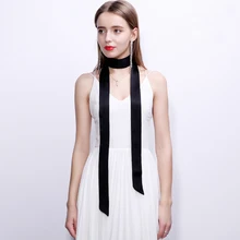 Женский ремень с ручками, многофункциональная Бандана с украшением, узкий длинный шейный платок, одноцветная атласная шелковая тесемка, шарф