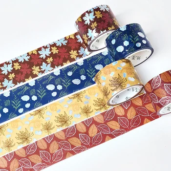 

4pcs Four Season Leaves Paper Washi Tape Set 30mm Maple Daisy Pine Adhesive Masking Tapes Diary Stickers Decoration A6086